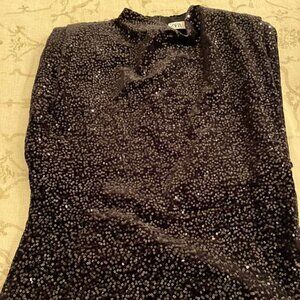 Sleeveless Sequin Blouse with Shoulder Pleats – Glam Statement Top